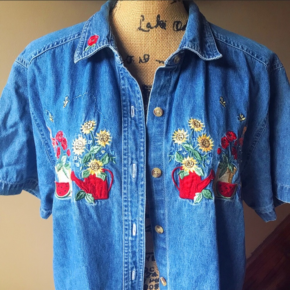 Vintage Bobbie Brooks Gardener’s Jean Button Down Shirt Dress